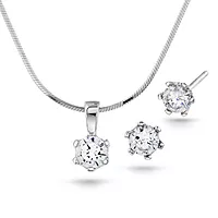 Pan Jewelry, Smykkesett i 925 sølv med zirkona