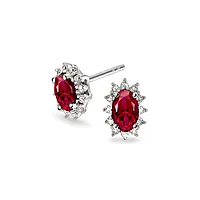 Gold Collection, Øredobber i 585 hvitt gull med diamanter 0,08 ct og rubin
