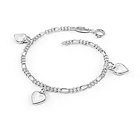 Pia&Per, Armbånd i 925 sølv med charms av hvite emalje hjerter