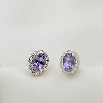 Bilde nummer 3 av Pan Jewelry, Øredobber i 585 hvitt gull med diamanter 0,17 ct og tanzanitt