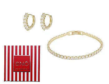 Carol smykkesett i forgylt messing med zirkonia