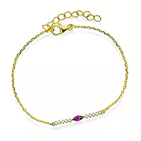 Pan Jewelry, Armbånd i forgylt 925 sølv med rosa zirkonia