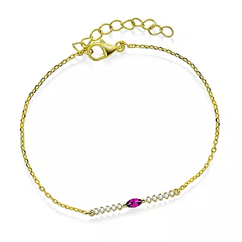Pan Jewelry, Armbånd i forgylt 925 sølv med rosa zirkonia