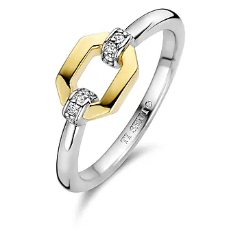 Ti Sento, Ring i forgylt 925 sølv med zirkonia