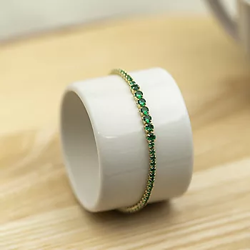 Bilde nummer 2 av Pan Jewelry, Armbånd i forgylt 925 sølv med grønne zirkonia