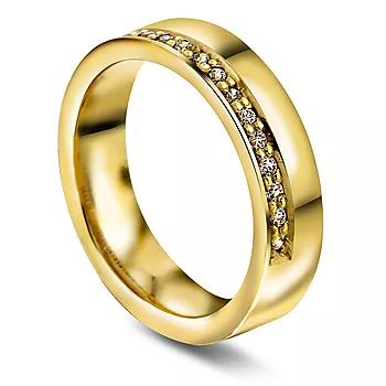 Giftering i 585 gult gull med diamanter 0,15 CT | 5 mm bredde