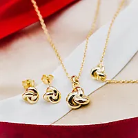 Bilde nummer 4 av Smykkesett i 925 forgylt sølv med knute