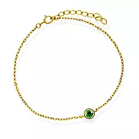 Pan Jewelry, Armbånd i 925 forgylt sølv med grønn zirkonia
