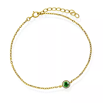 Pan Jewelry, Armbånd i 925 forgylt sølv med grønn zirkonia