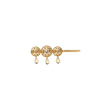 Hårnål i 830 forgylt sølv med klar sten