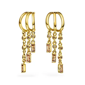 Pan Jewelry, Rio Radiance øredobber i forgylt 925 sølv med champagne zirkonia