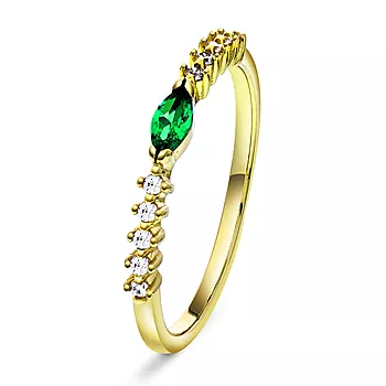 Pan Jewelry, Ring i forgylt 925 sølv med grønn zirkonia
