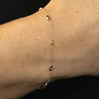 Bilde nummer 2 av Pan Jewelry, Armbånd i 585 gult  gull med fargede zirkonia