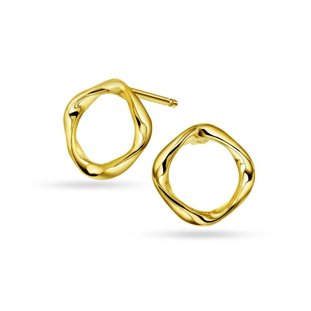 Pan Jewelry, Bølge øredobber i 925 forgylt sølv