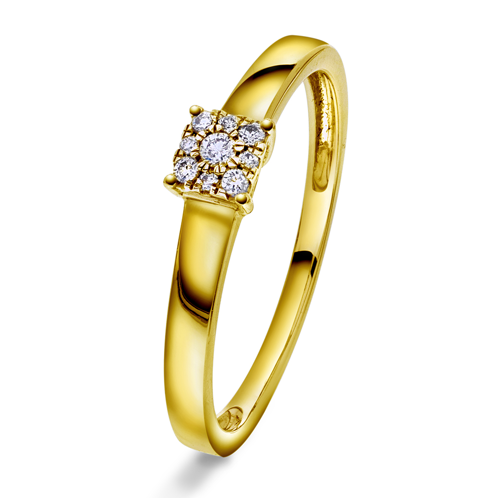 Lilly diamantring i 375 gult gull 0,06 ct