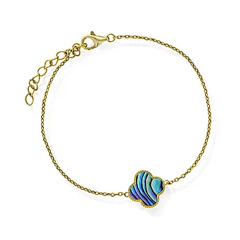 Kløver armbånd i 925 sølv med abalone