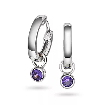 Pan Jewelry, Øreringer i 925 sølv med lilla zirkonia