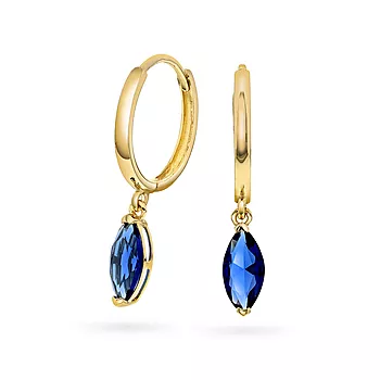 Pan Jewelry, Øreringer i 585 gult gull med blå zirkonia