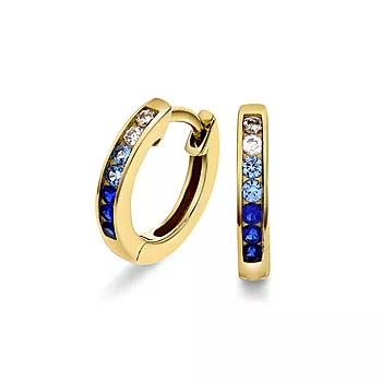 Pan Jewelry, Øreringer i 925 forgylt sølv med zirkonia i blå nyanser