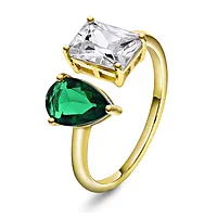 Pan Jewelry, Viva Vegas ring i forgylt 925 sølv med hvit og grønn zirkonia