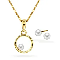 Pan Jewelry, Smykkesett i forgylt 925 sølv med ferskvannsperle
