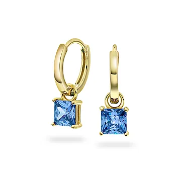 Pan Jewelry, Øreringer i forgylt sølv med blå zirkonia