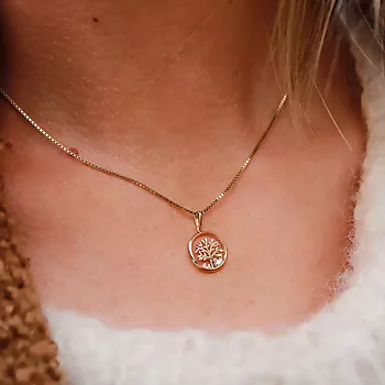 Bilde nummer 2 av Pan Jewelry, Anheng i 585 gult gull med zirkonia og livets tre