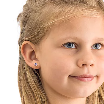 Bilde nummer 2 av Blomdahl, Øredobber i medisinsk plast med fiolette Swarovski krystaller