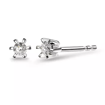 Pan Jewelry, Isabella enstensøredobber i 585 hvitt gull 0,10 ct