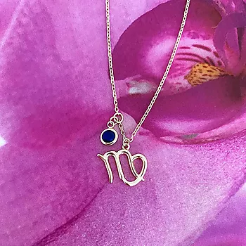 Bilde nummer 4 av Pan Jewelry, Smykke i 925 forgylt sølv med zirkonia og horoskop Jomfruen