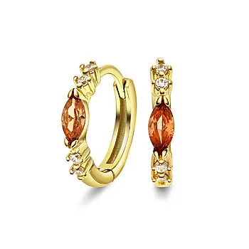 Pan Jewelry, Øreringer i forgylt 925 sølv med champagnefarget zirkonia
