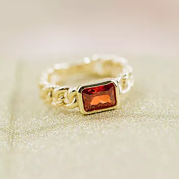 Bilde nummer 2 av Pan Jewelry, Ring i forgylt 925 sølv med orange zirkonia