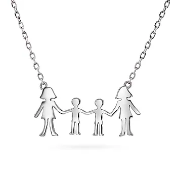 Familiesmykke i 925 sølv med mødre og to sønner