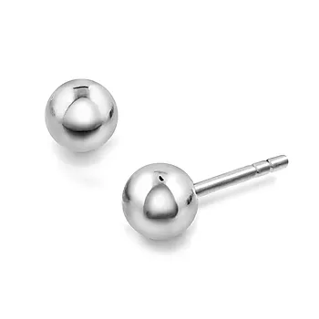 Pan Jewelry, Øredobber i 585 hvitt gull kule, 4 mm