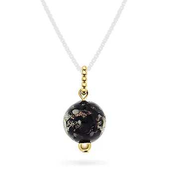Pan Jewelry, Anheng i 925 forgylt sølv med brunsort glasskule