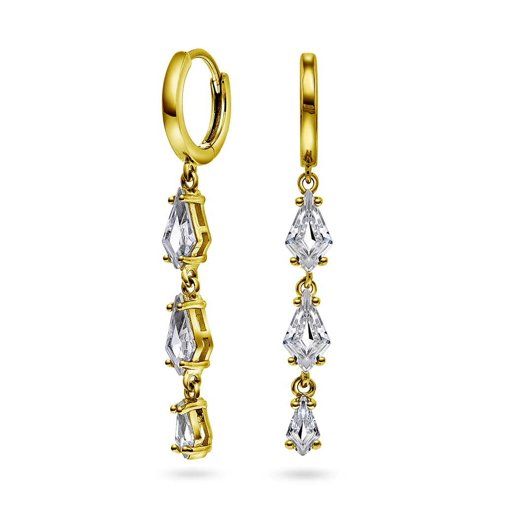 Pan Jewelry, Seoul Shine øreringer i forgylt 925 sølv med zirkonia