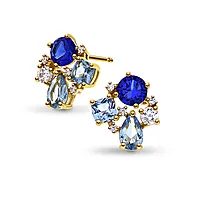 Pan Jewelry, Øredobber i forgylt 925 sølv med blå zirkonia