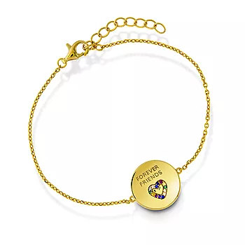 Pan Jewelry, Armbånd i 925 forgylt sølv med zirkonia og teksten “FOREVER FRIENDS”