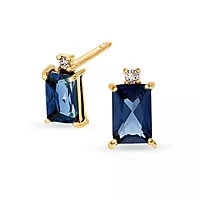 Pan Jewelry, Øredobber i 585 gult gull med zirkonia og blå glassten