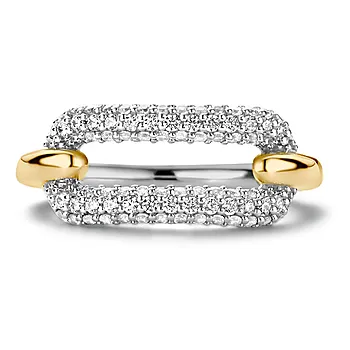 Bilde nummer 2 av Ti Sento, Oval ring i forgylt 925 sølv med zirkonia