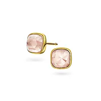 Øredobber i 925 forgylt sølv med rosa opal