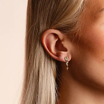 Bilde nummer 2 av Cat øredobber i forgylt messing med glassperle