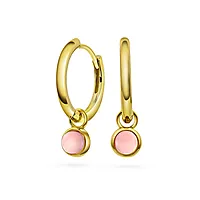 Øreringer i 925 forgylt sølv med rosa opal