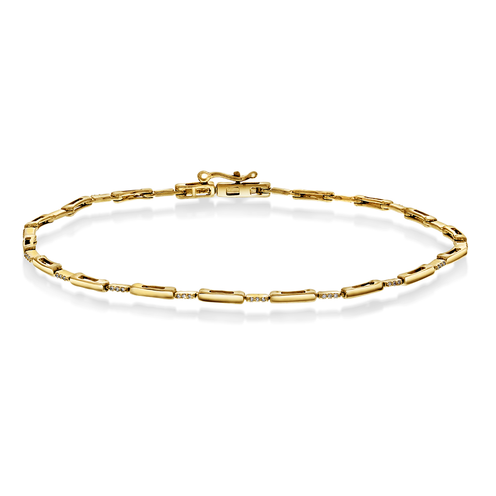 Pan Jewelry, Armbånd i 585 gult gull med diamanter 0,10 ct