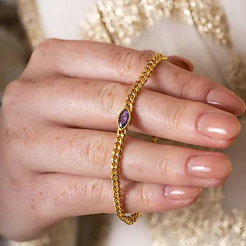 Bilde nummer 2 av Pan Jewelry, Rio Radiance armbånd i forgylt 925 sølv med lilla zirkonia