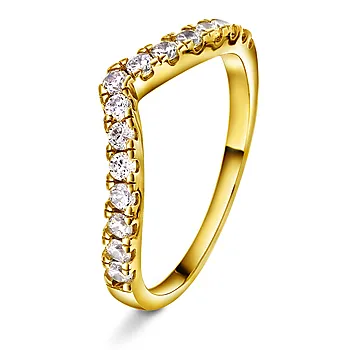 Pan Jewelry, Swan tail ring i 925 forgylt sølv med hvite zirkonia