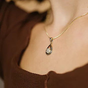 Bilde nummer 3 av Pan Jewelry, Smykkesett i 925 forgylt sølv med zirkonia og dråpe