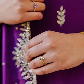 Bilde nummer 4 av Pan Jewelry, Athens Charm ring i forgylt 925 sølv med brun zirkonia