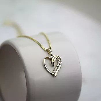 Bilde nummer 4 av Pan Jewelry, Anheng i 585 gult gull med zirkonia og hjerte