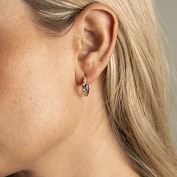 Bilde nummer 2 av Pan Jewelry, Øreringer i 925 forgylt sølv med blå zirkonia